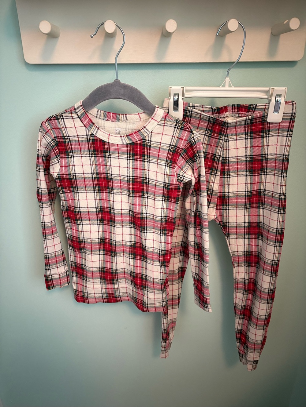 GAP Red White and Black Plaid Long-Sleeve Pajama Set